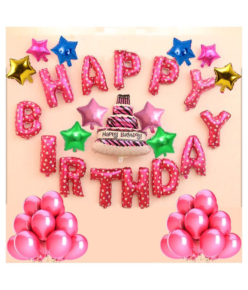 Pixelfox Happy Birthday Pink  Foil 15 Inch 1 Cake Foil 