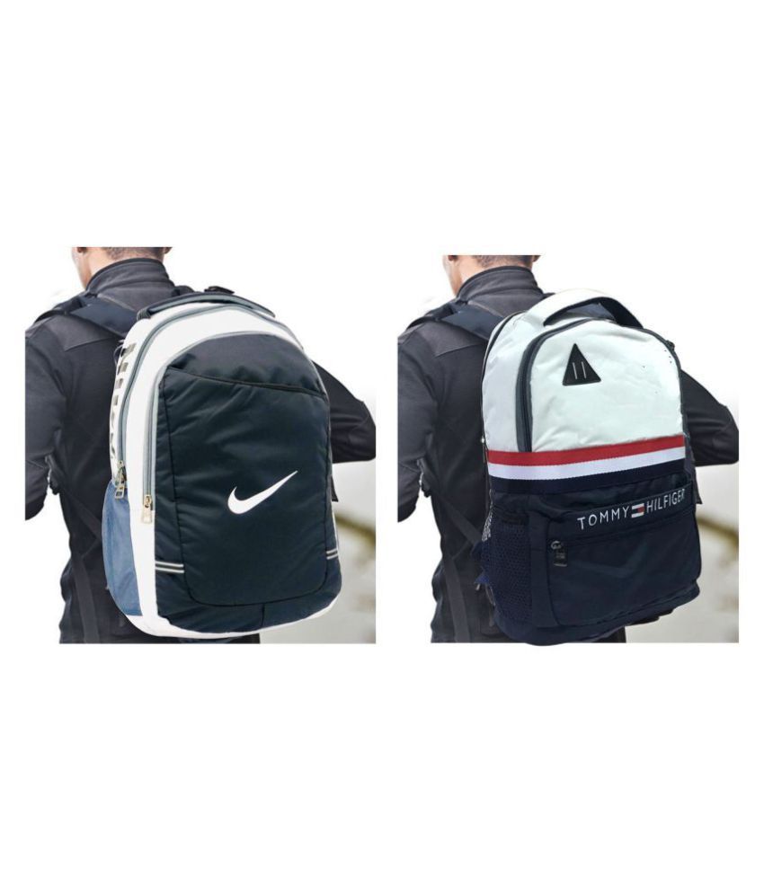 tommy hilfiger white polyester college bags backpacks