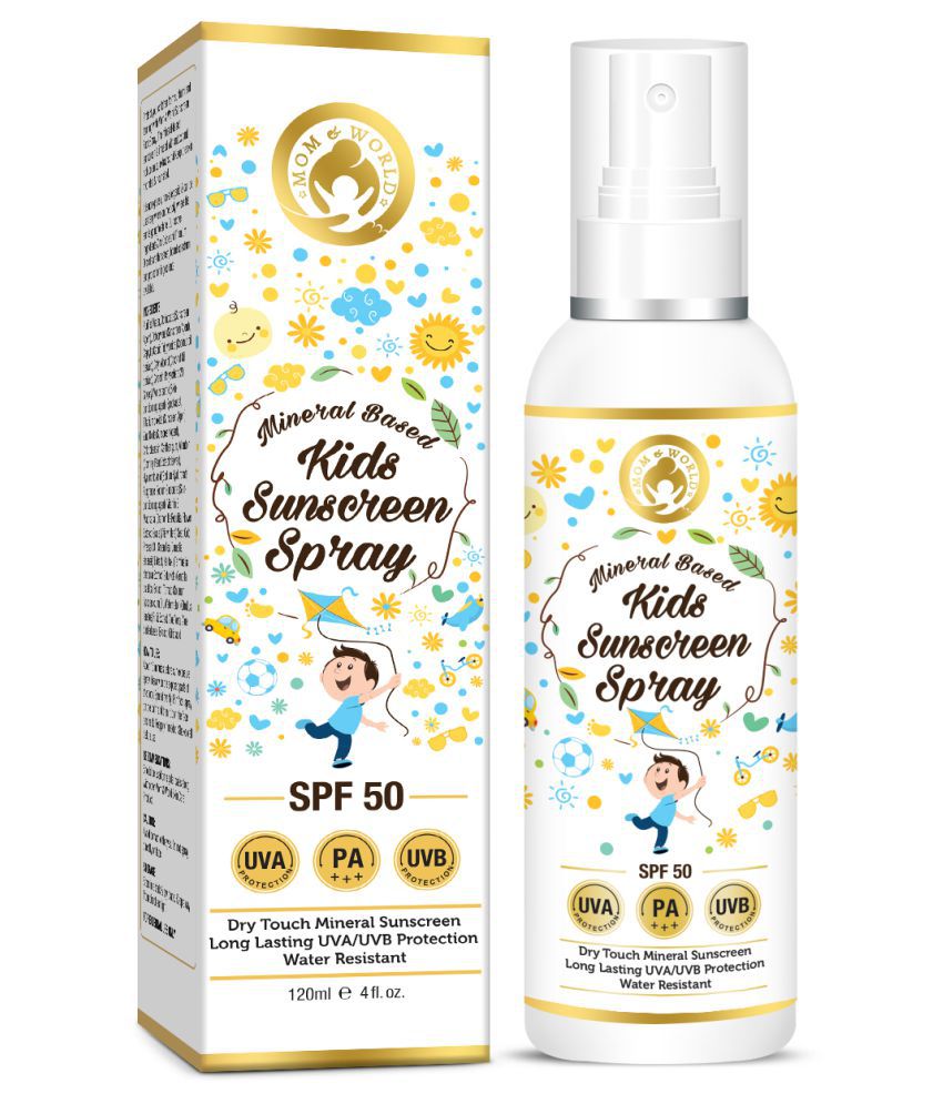     			Mom & World Mineral Based Kids Sunscreen Spray SPF 50, Water Resistant, UVA/UVB Pa+++, Safe For Baby and Kids, 120 ml