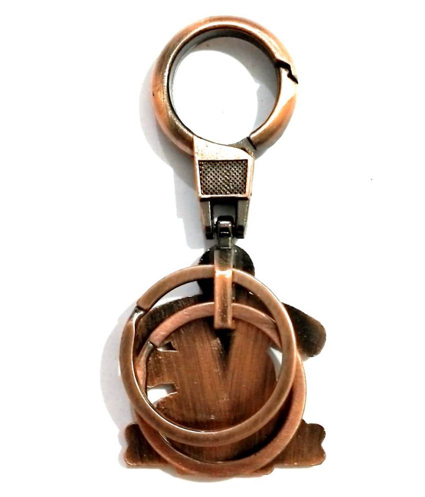 P4U Royal Enfield Bullet Bike Customized Own Name Metal Keychain (Brown