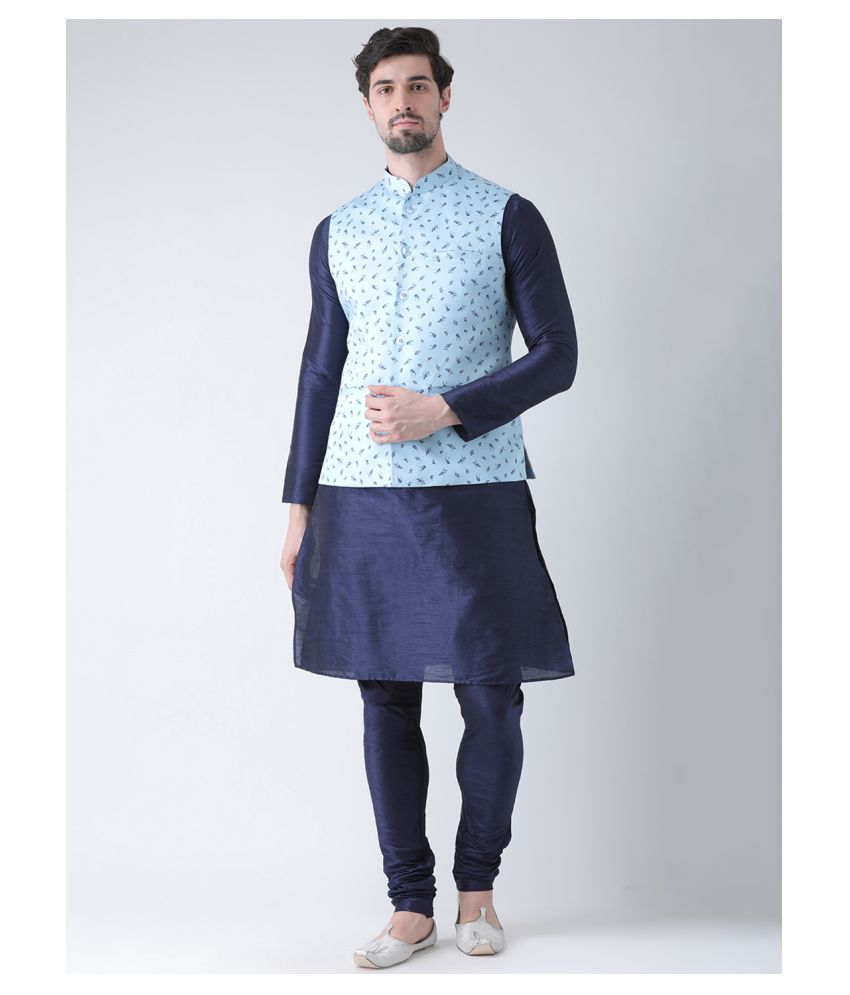     			Deyann Sky Blue Cotton Kurta Pyjama Set