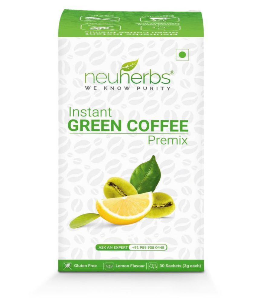 Neuherbs Instant Green Coffee Premix, Lemon Flavor 30 Sachets (3g