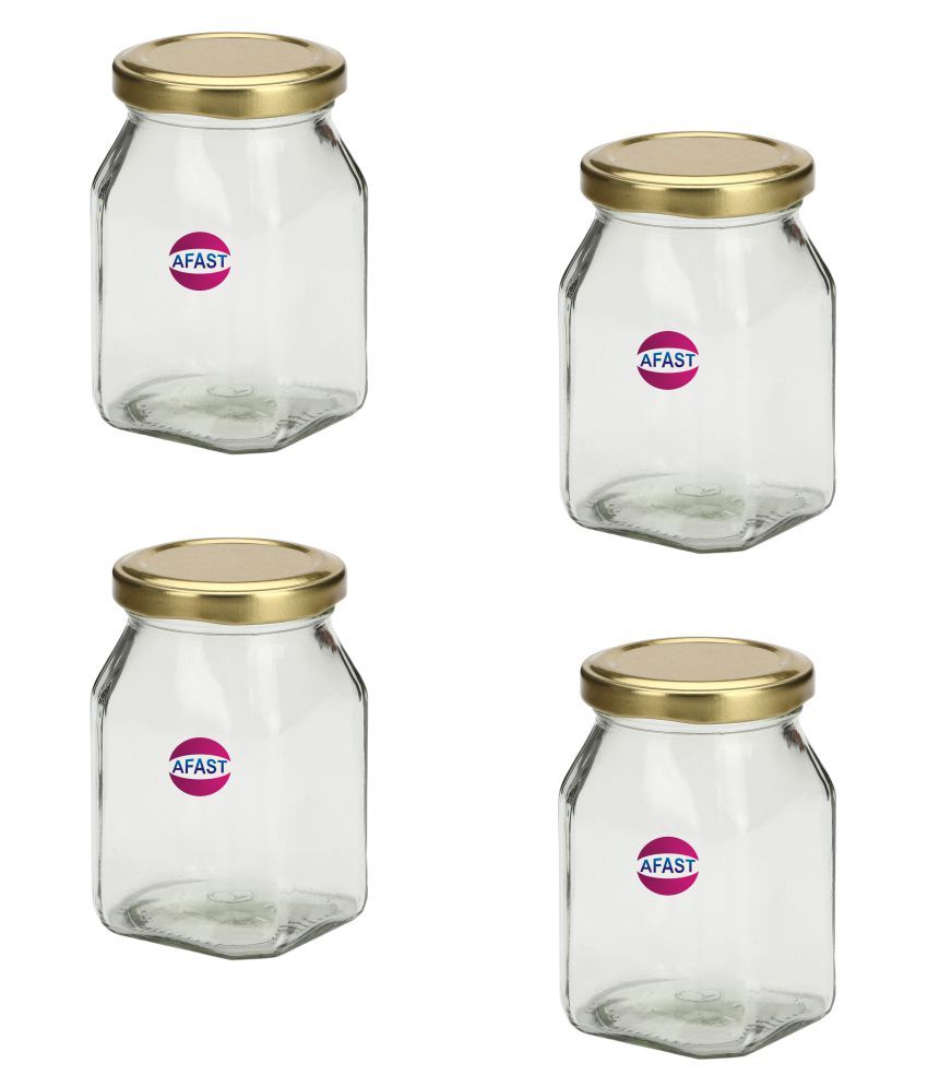     			Somil Glass Container, Transparent, Pack Of 4, 300 ml