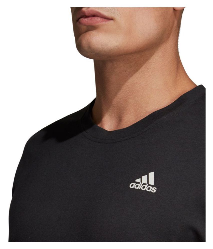 Adidas Polyester Viscose Black Solids T-Shirt - Buy Adidas Polyester ...