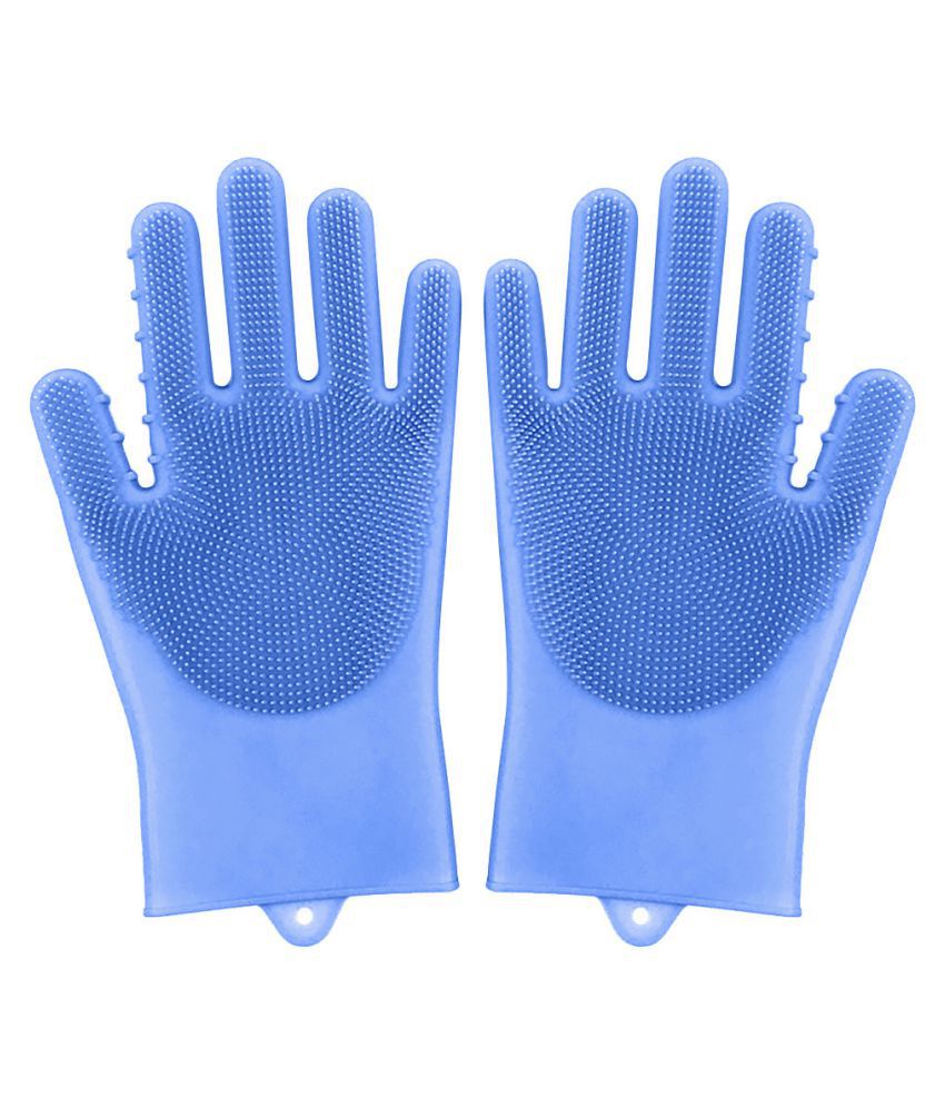 Magic Reusable Silicone Gloves Cleaning Brush Dishwashing Gloves Heat ...