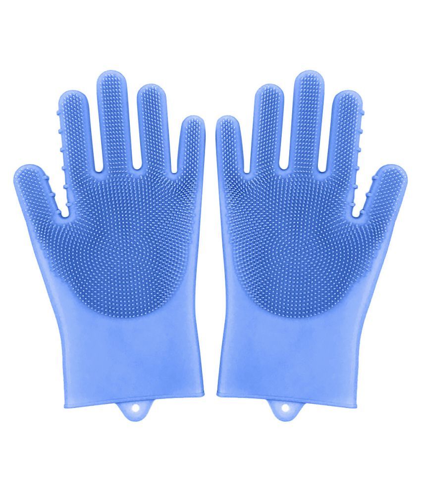 Magic Reusable Silicone Gloves Cleaning Brush Dishwashing Gloves Heat ...