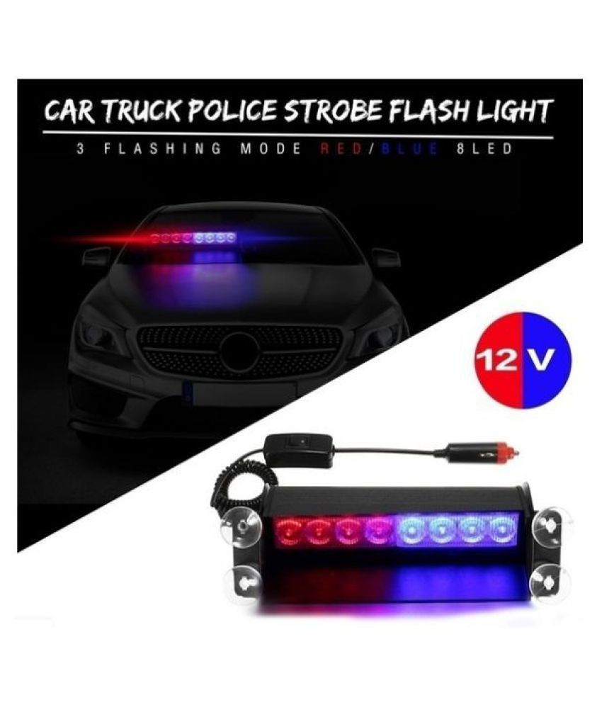 Trigcars Nissan Terrano Waterproof 8 LED Red Blue Police Flashing Light