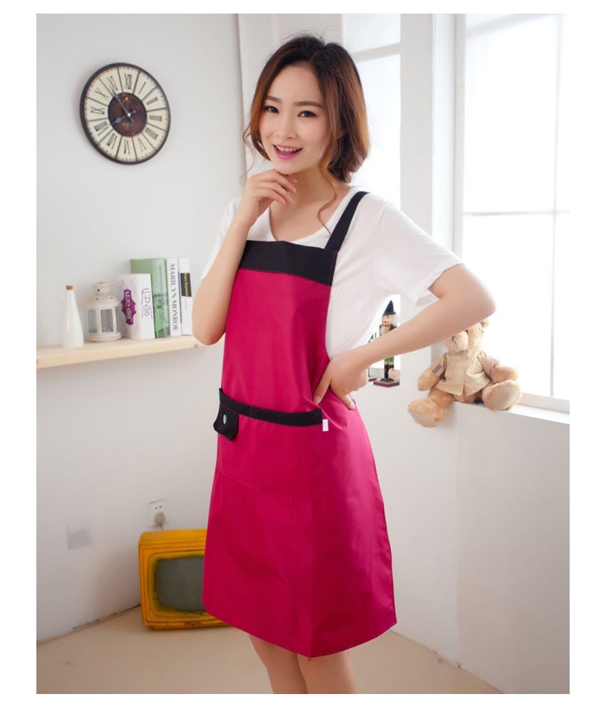 Women Apron Kitchen Restaurant Bib Cooking Aprons With Pockets Hot Pink Buy Online At Best Price In India Snapdeal