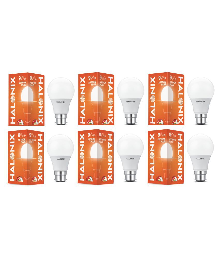     			Halonix 9W LED Bulbs Cool Day Light - Pack of 6