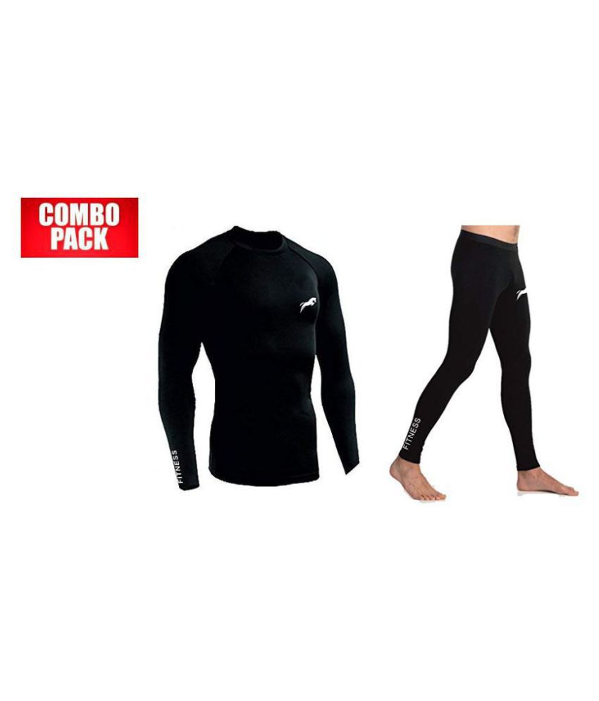     			Just Rider Compression T-Shirt, Top Full Sleeve & Compression Lower Tights Multi Sports Combo (Pack of 2)