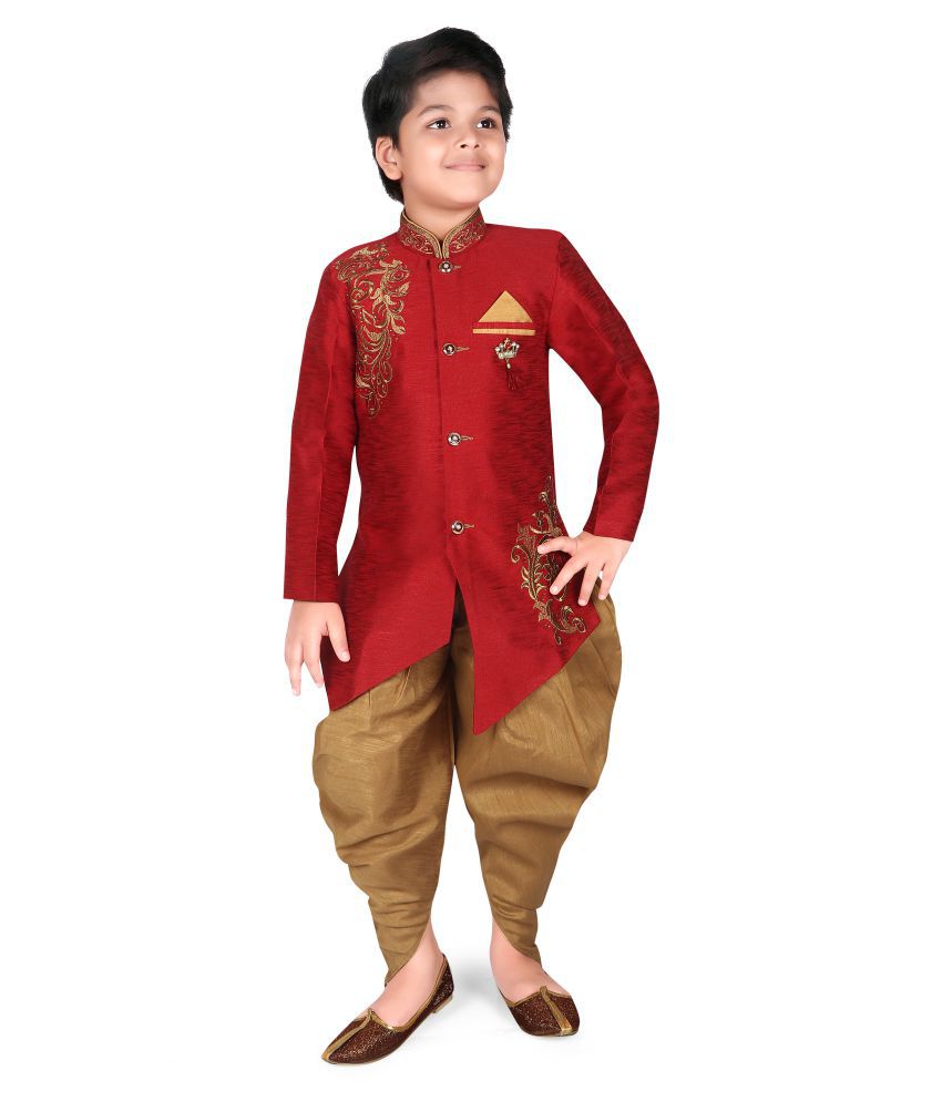     			Ahhaaaa Ethnic Wear Hand Work embroidery Sherwani/Indo Western With Dhoti Pant For Kids and Boys