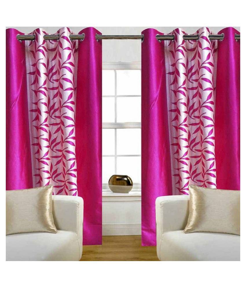     			Tanishka Fabs Semi-Transparent Curtain 7 ft ( Pack of 2 ) - Pink