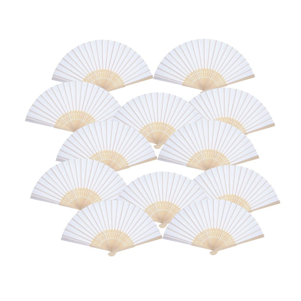 white hand held fans