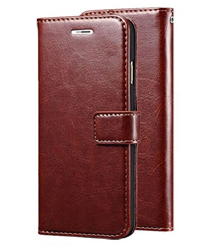     			Oppo A5 Flip Cover by KOVADO - Brown Original Vintage Look Leather Wallet Case