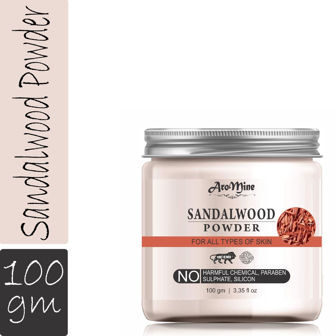     			Aromine 100% Natural White Sandalwood(Chandan) Powder Face Pack 100 ml