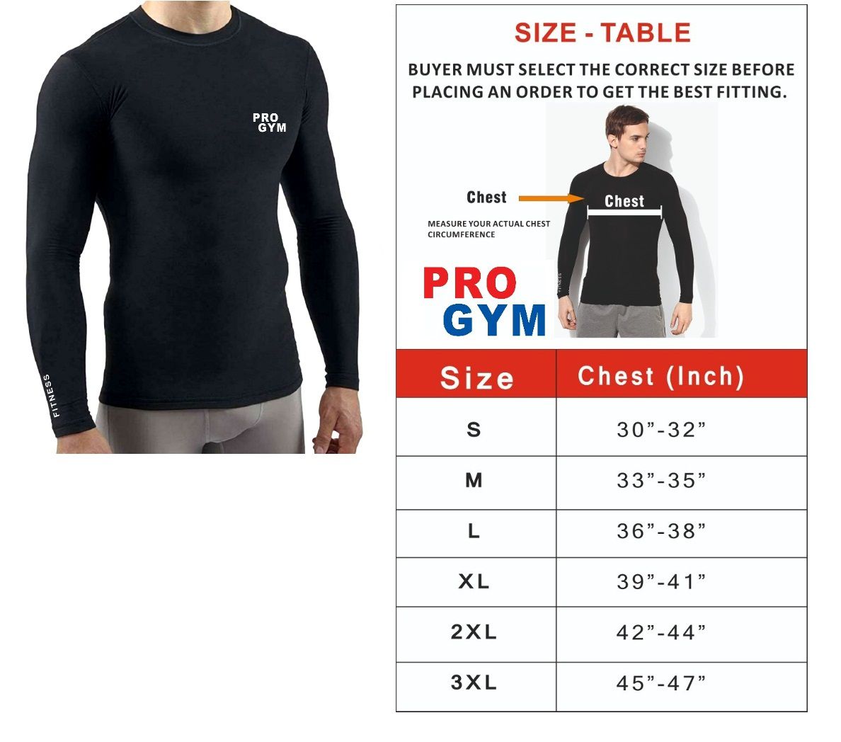     			Pro Gym Unisex 100% Polyester Full Sleeve T-Shirt Compression