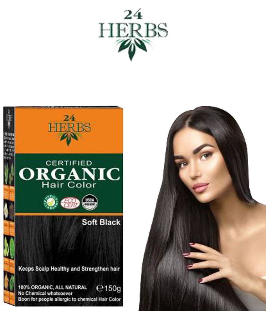 15+ luxury semi temporary hair color 24 HERBS Certified Organic Soft Black Hair Color Semi Permanent Hair