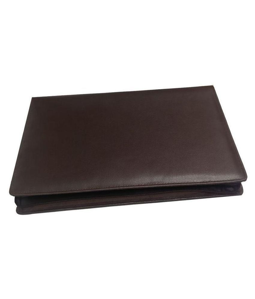 aux Leather 2 Ring Binder Clip File Folder, Certificate Folder Around Zipp Brown Buy Online at