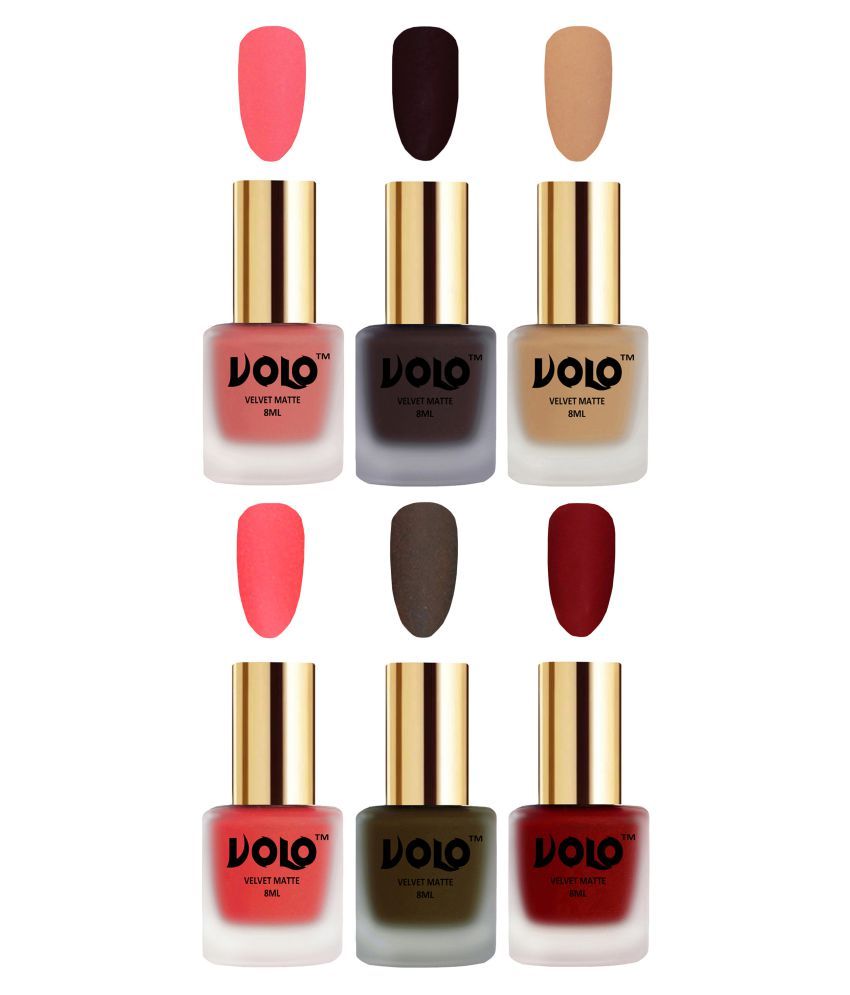     			VOLO Velvet Dull Matte Posh Shades Nail Polish Multi Pack of 6 48 mL