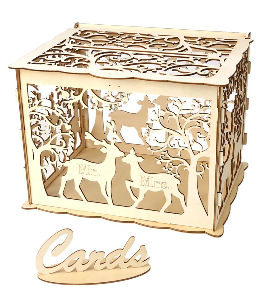DIY Wedding Gift Card Box Wooden Money Box with Lock Box Kit Wedding Party Decor 