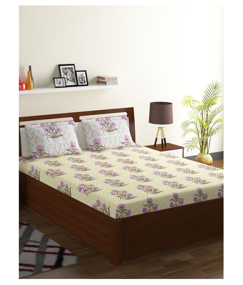 Bombay Dyeing Cotton Double Bedsheet with 2 Pillow Covers ( 240 cm x