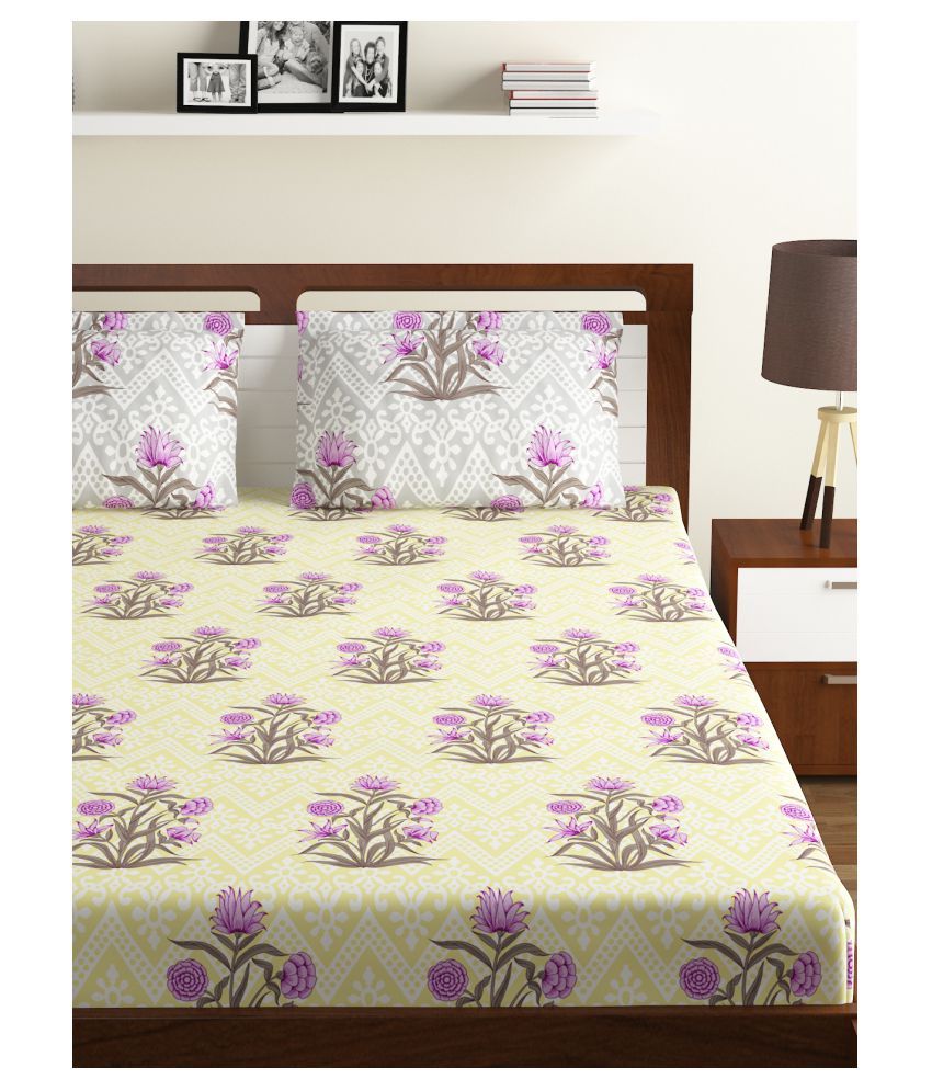 Bombay Dyeing Cotton Double Bedsheet with 2 Pillow Covers ( 240 cm x
