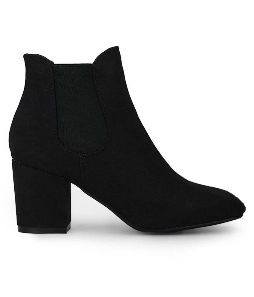 truffle collection chunky chelsea heeled ankle boots in black