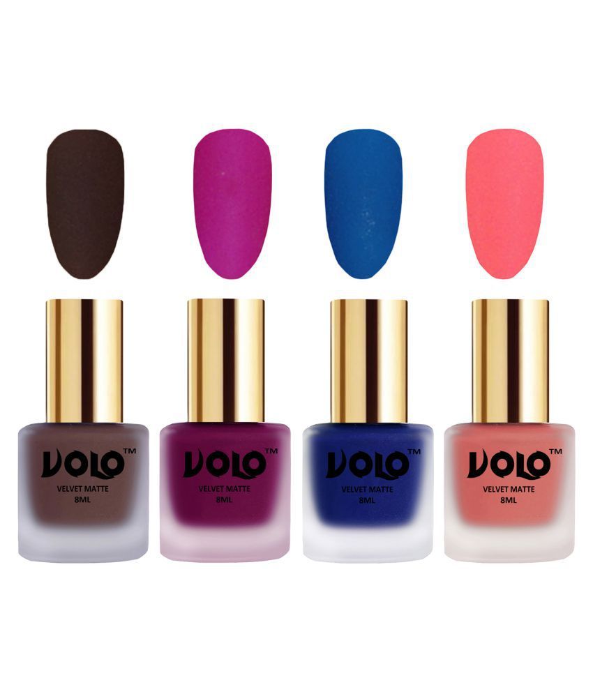     			VOLO Velvet Dull Matte Posh Shades Nail Polish Multi Matte Pack of 4 32 mL