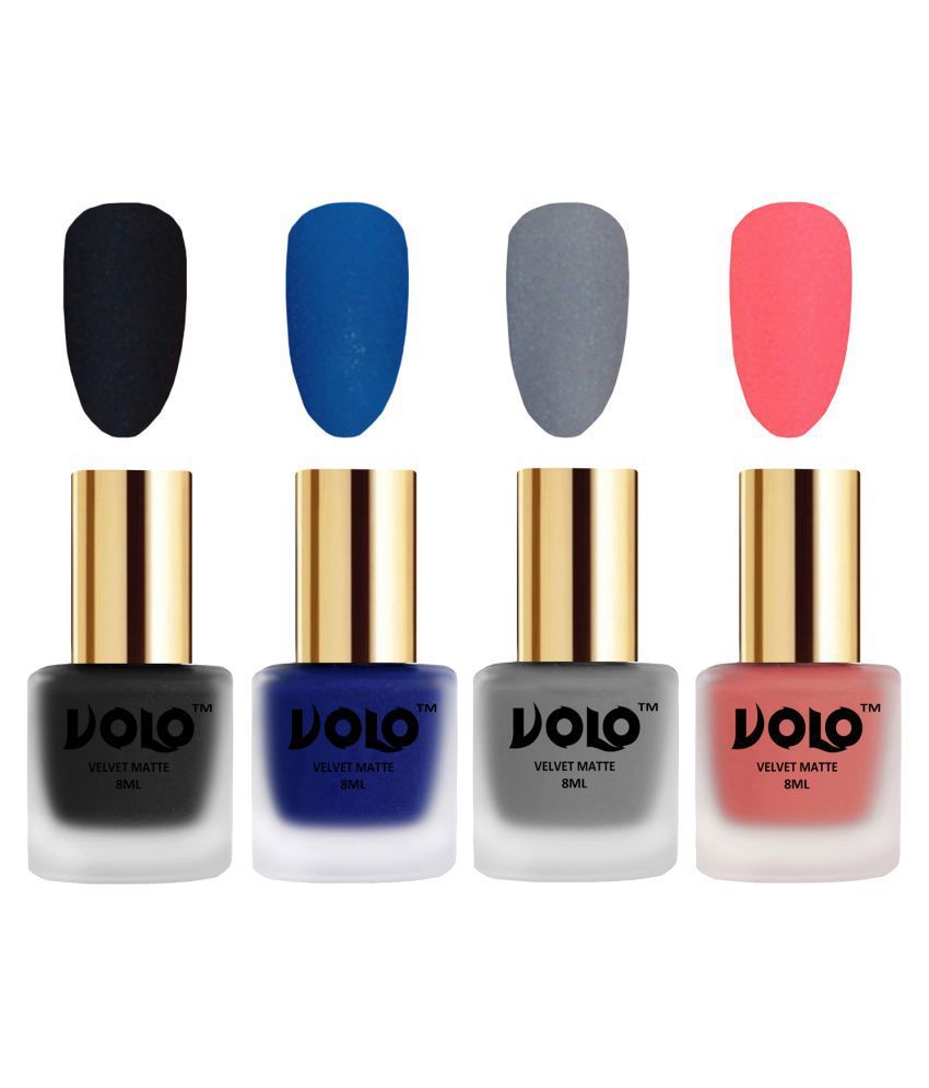     			VOLO Velvet Dull Matte Posh Shades Nail Polish Multi Matte Pack of 4 32 mL