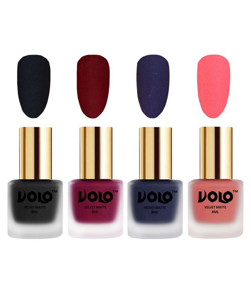     			VOLO Velvet Dull Matte Posh Shades Nail Polish Multi Matte Pack of 4 32 mL