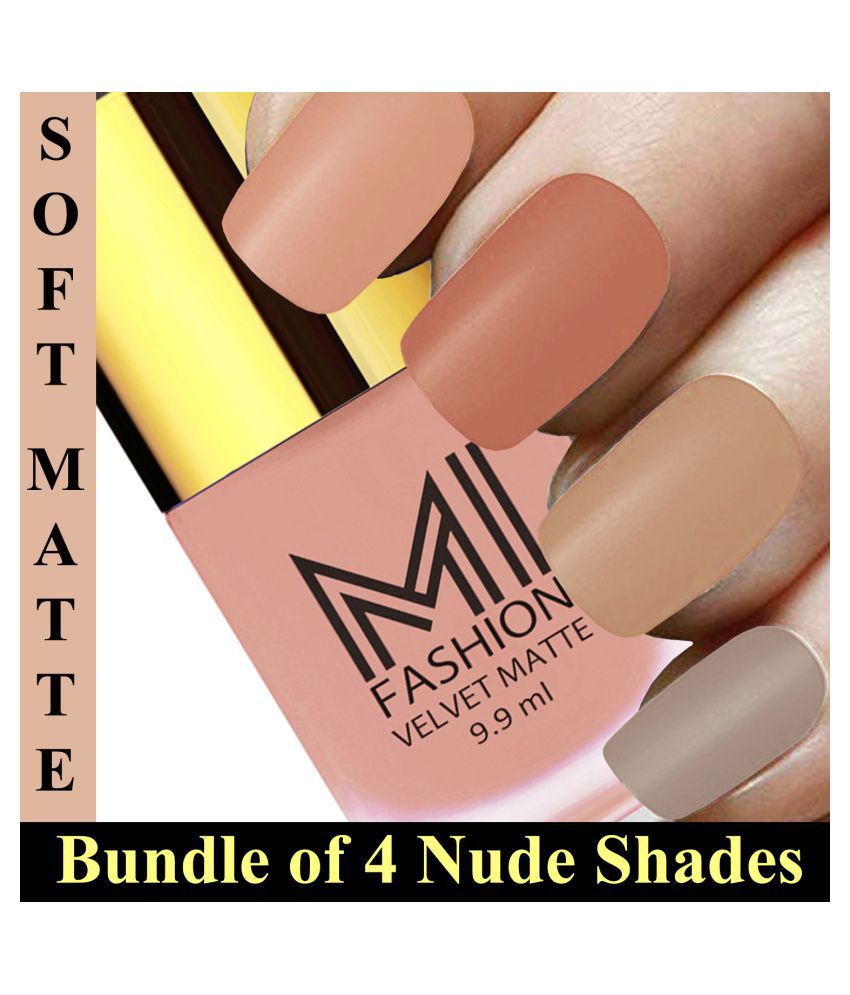MI FASHION Soft Matte Paint Set Long Lasting Nail Polish Truly Nudly Nude Matte Pack of 4 40 mL