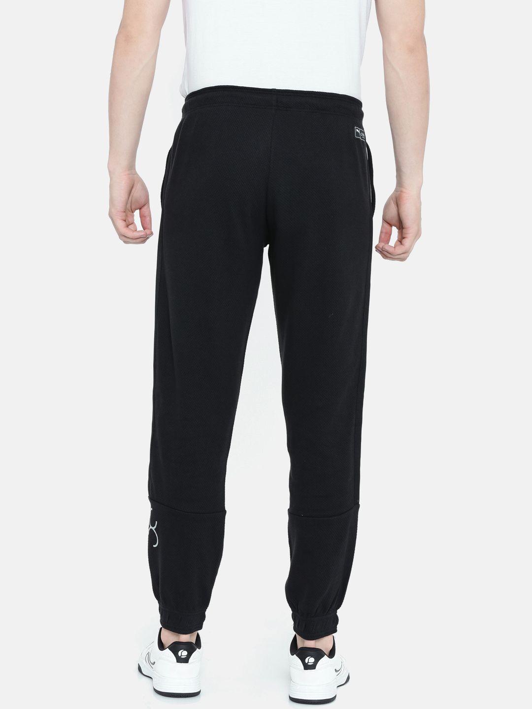 puma black polyester lycra joggers