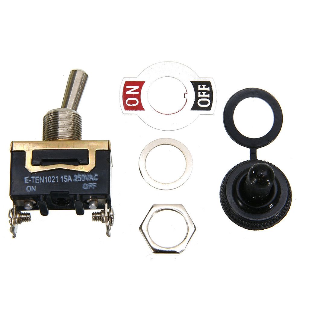 Heavy Duty Rocker Toggle Switch 15A 250V 2Pin ON/Off Metal+Waterproof