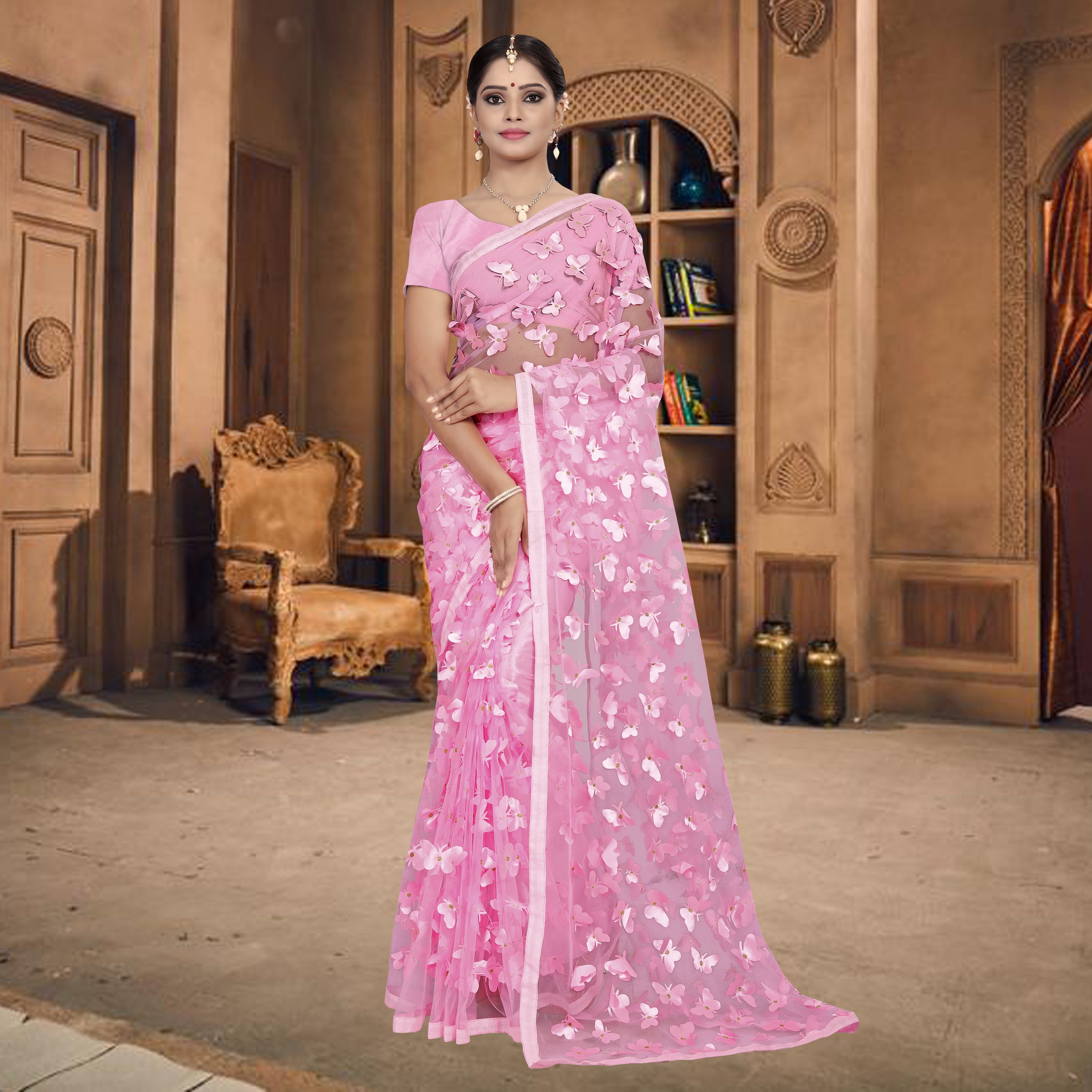 Download Arsh Impex Pink Net Saree Buy Arsh Impex Pink Net Saree Online At Low Price Snapdeal Com