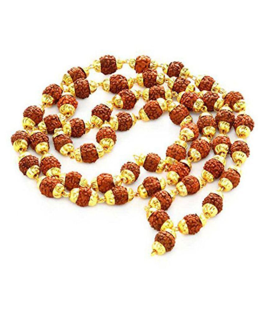     			Rudraksha 5 Mukhi Japa Mala Rosary With Golden Cap Hindu Meditationyoga