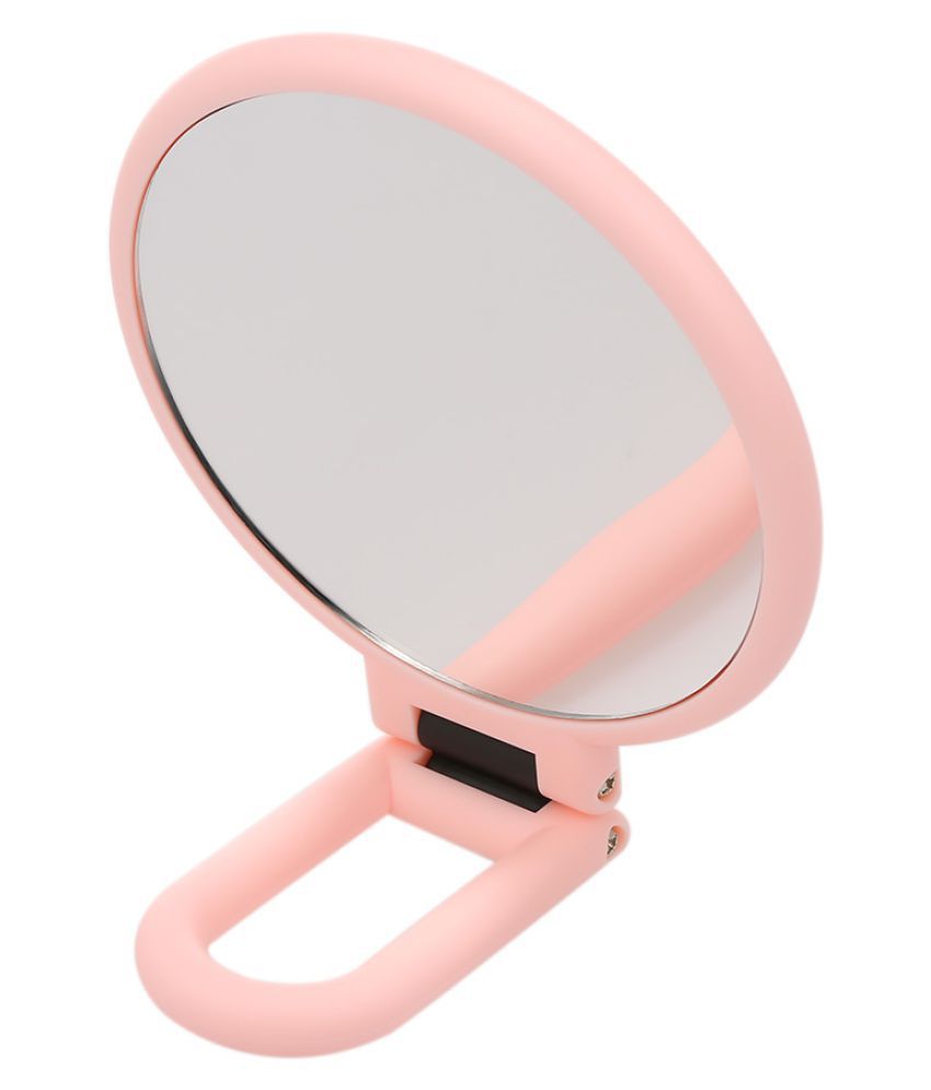 Foldable Handheld Makeup Mirror With 10X Magnification On Both Sides Makeup Mirror Pink 