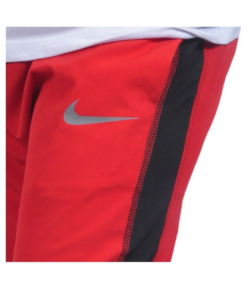 red polyester pants