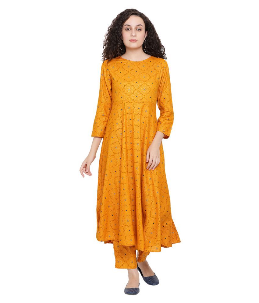     			Antaran Rayon Kurti With Pants - Stitched Suit