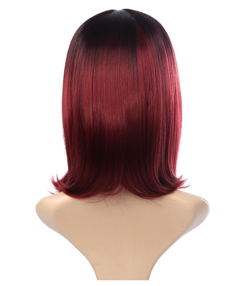 Black Pink Ombre Hair Straight Bob Wigs Synthetic Hair Short