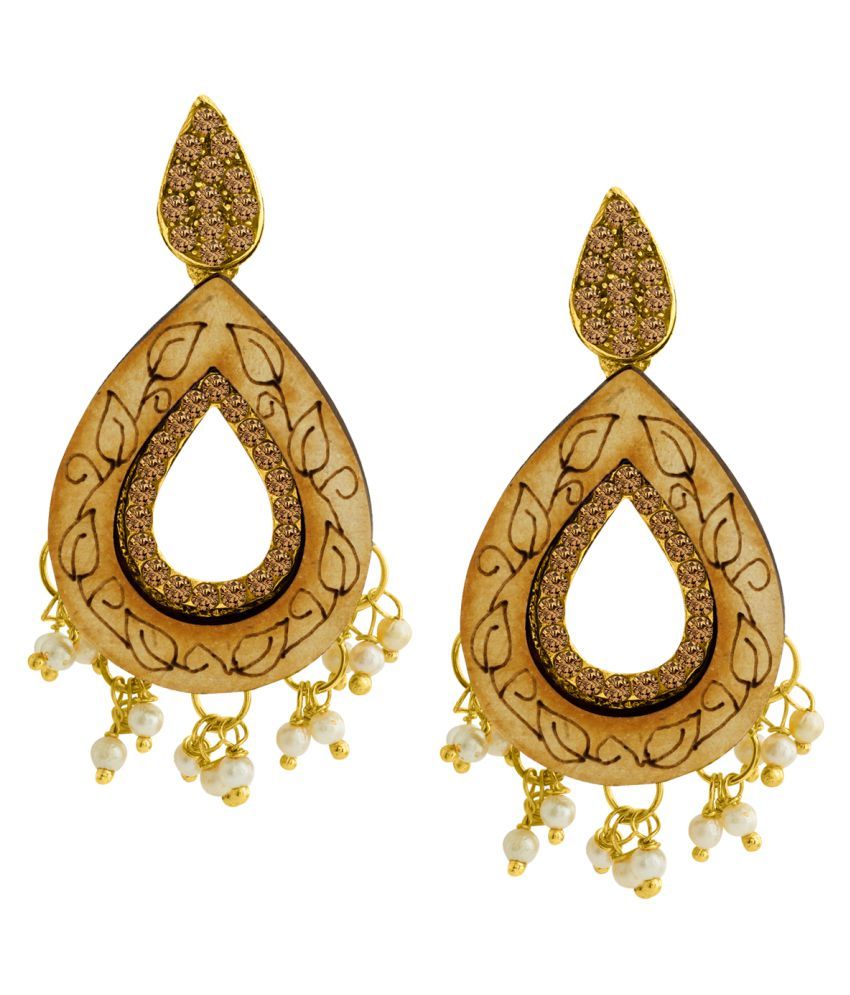     			Spargz Designer Festive Gold Plated AD Stone & Bead Dangle Earring For Women