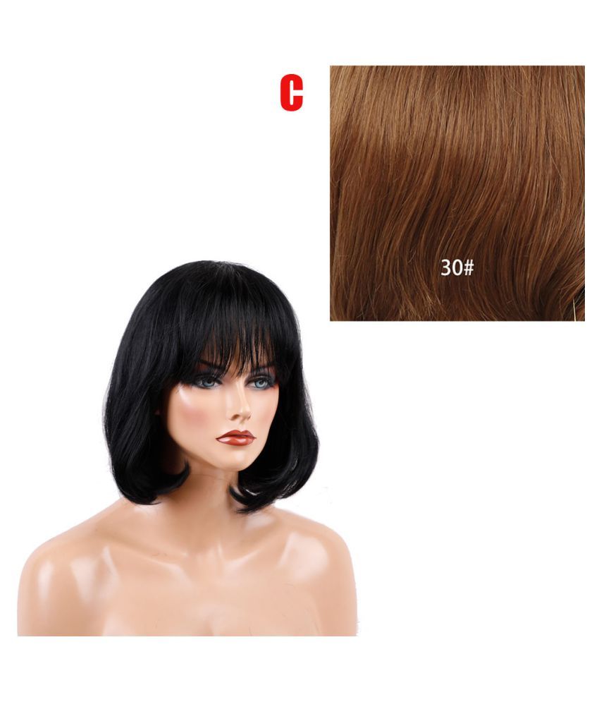 Fashion Shoulder Length Bobo Wigs With Bangs Medium Hair Human