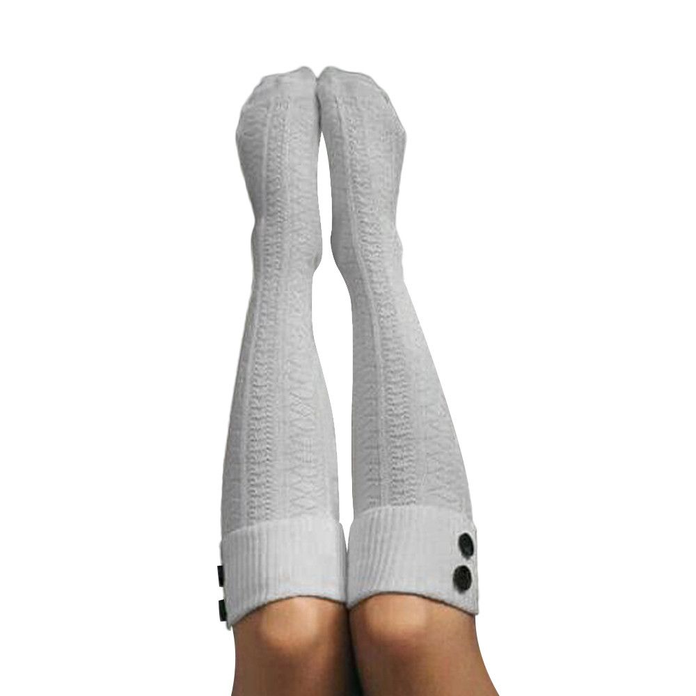 Women Christmas Warm Thigh High Long Stockings Knit Over Knee Socks Xmas 55-65cm
