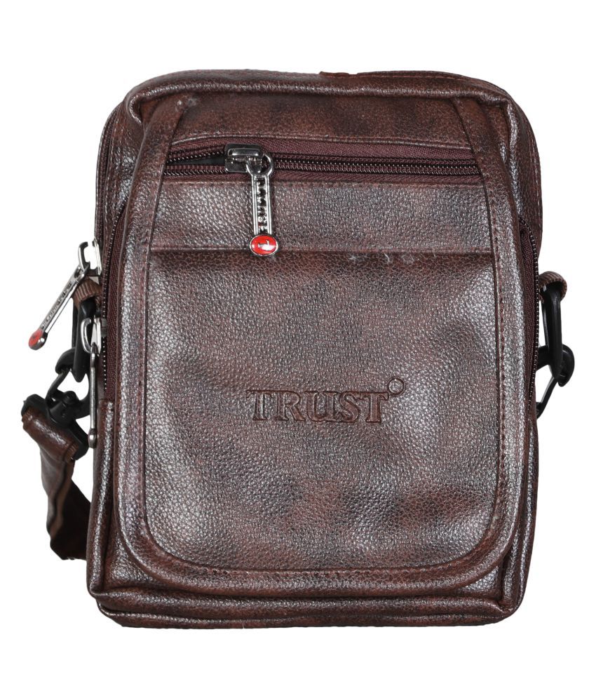     			Trust Brown P.U. Casual Messenger Bag