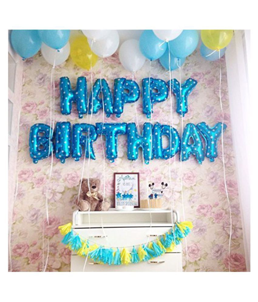     			CC&S Happy Birthday ( Blue- Dotted) Letter Balloon (Blue, Pack of 13)