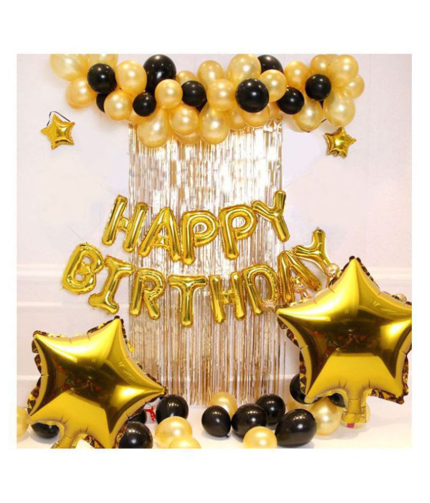 Happy Birthday Golden Foil +2 Stars Foil (18 Inchs)(Golden