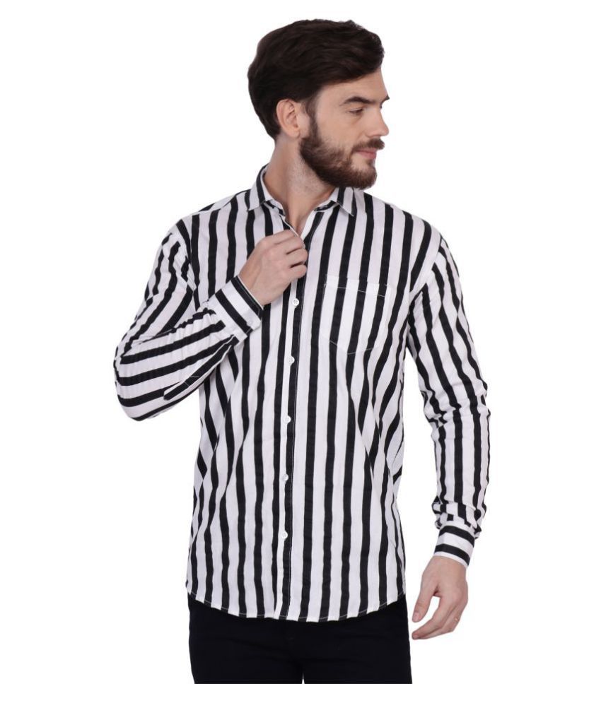 FnX 100 Percent Cotton Black Stripes Shirt - Buy FnX 100 Percent Cotton ...