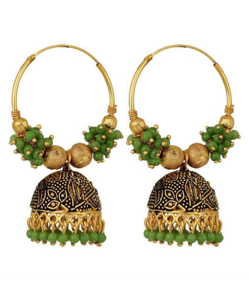     			"Piah Fashion Marvelous Green Pearl Jumkhi  Earrings  for Women"