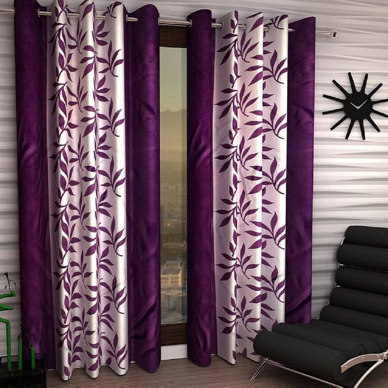     			Tanishka Fabs Semi-Transparent Curtain 7 ft ( Pack of 2 ) - Purple