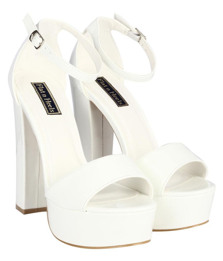 Flat N Heels White Block Heels Price in India- Buy Flat N Heels White 