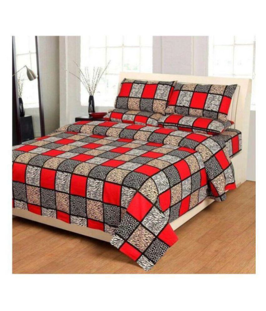AV DECOR Poly Cotton Double Bedsheet with 2 Pillow Covers Buy AV